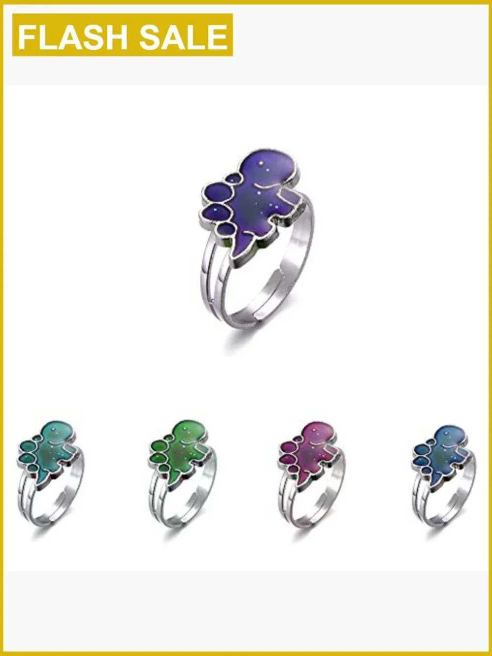 10 Mixed Mood Rings Adjustable Stainless Steel Jewelry